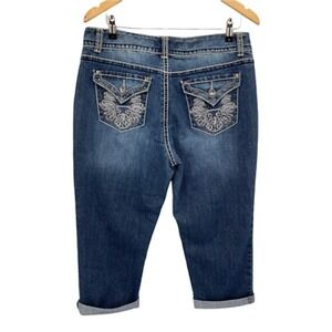 Nine West‎ Date Night Jeans Womens 31/12 Blue Flap Embellished Pockets Crop